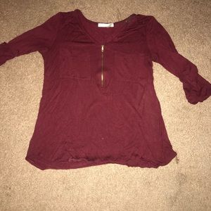 Maroon Agaci 3/4 Length Shirt